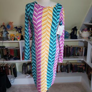 Lularoe Chevron Striped Debbie Dress S NWT